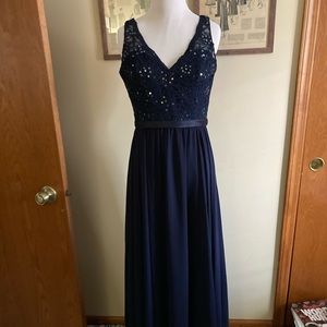 Navy Mori Lee 122 bridesmaid dress sz 10 prom formal